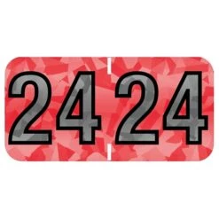 Medical Arts Press Holographic End-Tab Year Labels, 2024, Red, 500/Roll (0724HRD)