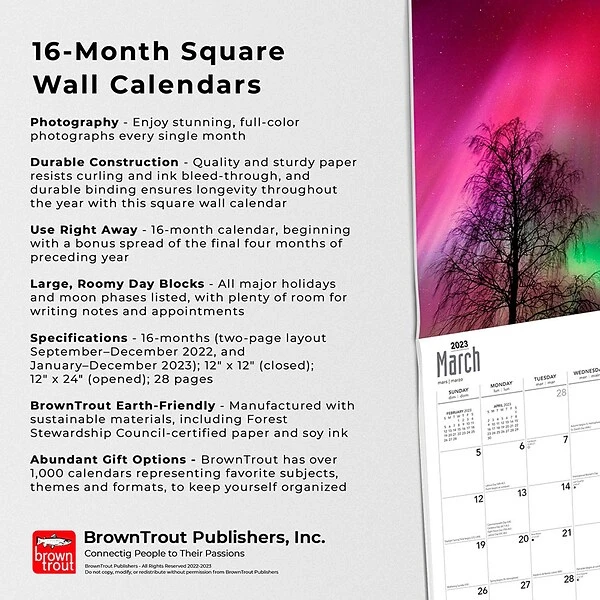 2023 BrownTrout Aurora Borealis: The Magnificent Northern Lights 12" X 12" Monthly Wall Calendar (9781975451141) 6 2023 BrownTrout Aurora Borealis: The Magnificent Northern Lights 12" X 12" Monthly Wall Calendar (9781975451141) - Image 4