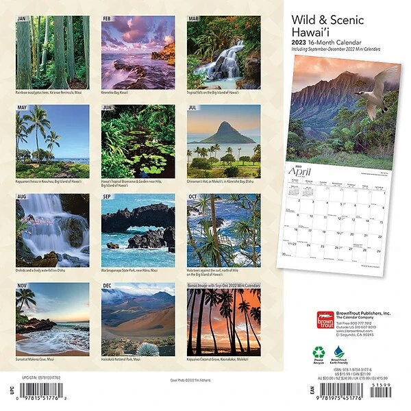 2023 BrownTrout Hawaii Wild & Scenic 12" X 12" Monthly Wall Calendar (9781975451776) 3 2023 BrownTrout Hawaii Wild & Scenic 12" X 12" Monthly Wall Calendar (9781975451776)