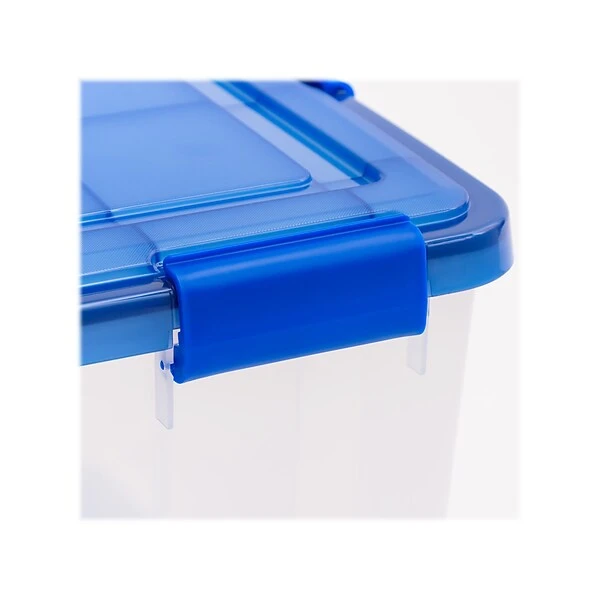 Iris WeatherPro 74 Qt. Latch Lid Storage Bin, Clear/Blue (500204) 4 Iris WeatherPro 74 Qt. Latch Lid Storage Bin, Clear/Blue (500204) - Image 2