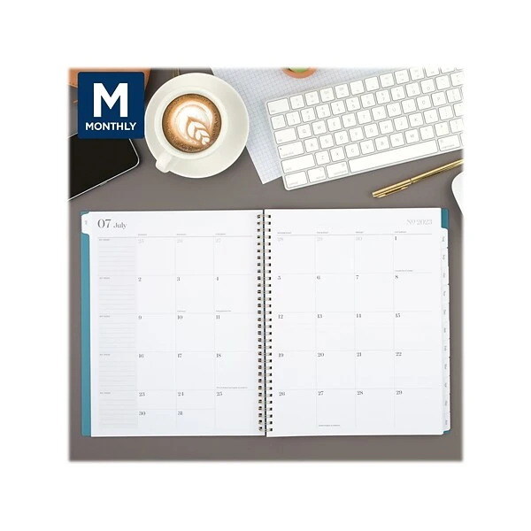 2023-2024 Cambridge WorkStyle Balance 8.5" X 11" Academic Weekly & Monthly Planner, Plastic Cover, Teal/Gold (1606-905A-12-24) 4 2023-2024 Cambridge WorkStyle Balance 8.5" X 11" Academic Weekly & Monthly Planner, Plastic Cover, Teal/Gold (1606-905A-12-24) - Image 2