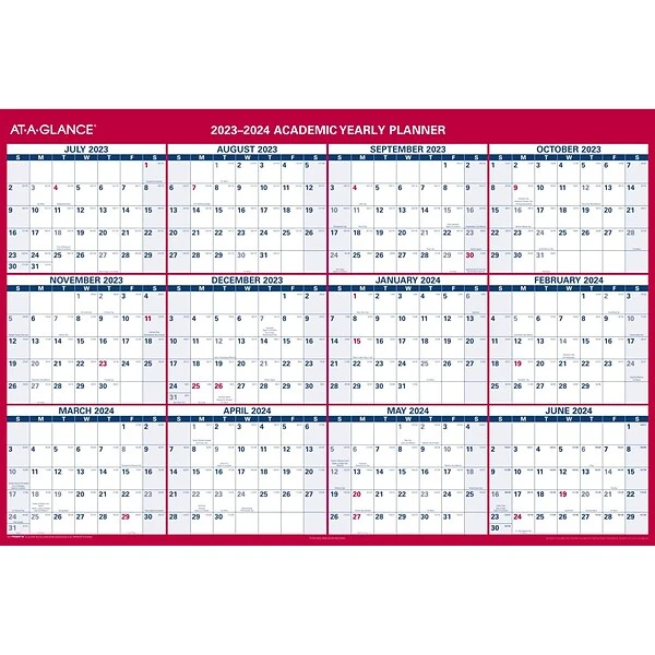 2023-2024 AT-A-GLANCE 48" X 32" Academic Yearly Wet-Erase Wall Calendar, Reversible, Red (PM36AP-28-24) 3 2023-2024 AT-A-GLANCE 48" X 32" Academic Yearly Wet-Erase Wall Calendar, Reversible, Red (PM36AP-28-24)
