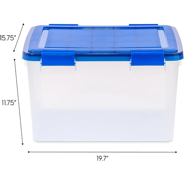Iris WeatherPro 55.7 Qt. Latch Lid Storage Bin, Clear/Blue (500201) 6 Iris WeatherPro 55.7 Qt. Latch Lid Storage Bin, Clear/Blue (500201) - Image 4