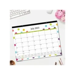 2023-2024 Blue Sky Teacher Dots 22" X 17" Academic Monthly Desk Pad Calendar, Multicolor (105496-A24)