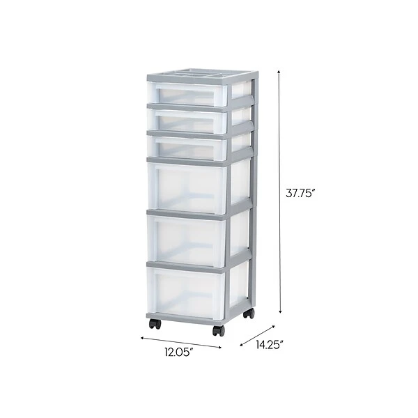 Iris 6-Drawer Storage Cart, Gray/Translucent White (585087) 3 Iris 6-Drawer Storage Cart, Gray/Translucent White (585087)