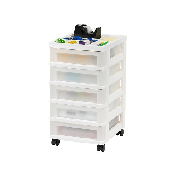Iris 5-Drawer Storage Cart, White/Translucent White (585007) 4 Iris 5-Drawer Storage Cart, White/Translucent White (585007) - Image 2