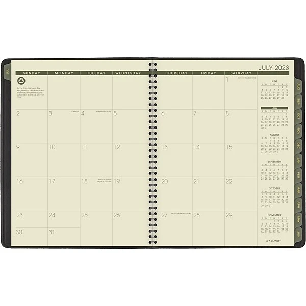 2023-2024 AT-A-GLANCE 8.88" X 11.38" Academic Weekly & Monthly Appointment Book, Faux Leather Cover, Black (70-957G-05-24) 3 2023-2024 AT-A-GLANCE 8.88" X 11.38" Academic Weekly & Monthly Appointment Book, Faux Leather Cover, Black (70-957G-05-24)