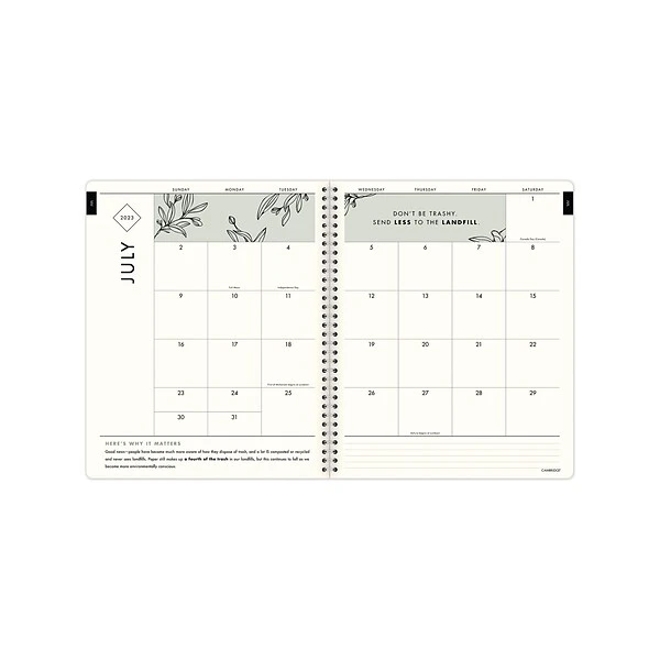 2023-2024 Cambridge GreenPath 8.5" X 11" Academic Weekly & Monthly Planner, Paperboard Cover, Multicolor (GP40-905A-24) 4 2023-2024 Cambridge GreenPath 8.5" X 11" Academic Weekly & Monthly Planner, Paperboard Cover, Multicolor (GP40-905A-24) - Image 2