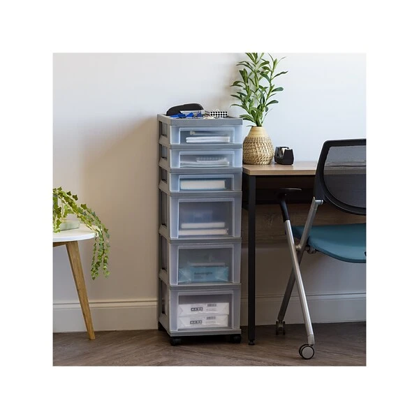 Iris 6-Drawer Storage Cart, Gray/Translucent White (585087) 8 Iris 6-Drawer Storage Cart, Gray/Translucent White (585087) - Image 6