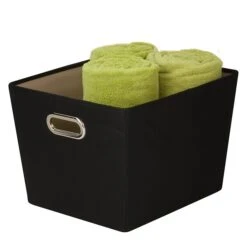 Honey Can Do Medium Decorative Storage Tote With Handles Black (SFT-03072)