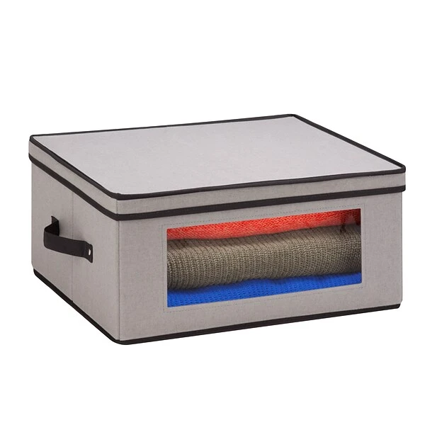Honey Can Do Dinnerware Storage Box, 18.5" X 14" X 8.5", Gray Canvas (SFT-05379) 3 Honey Can Do Dinnerware Storage Box, 18.5" X 14" X 8.5", Gray Canvas (SFT-05379)