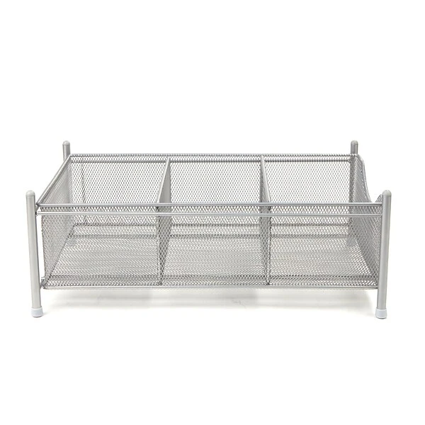 Mind Reader 3 Compartment Metal Mesh Storage Bin, Silver (CABASK-SIL) 7 Mind Reader 3 Compartment Metal Mesh Storage Bin, Silver (CABASK-SIL) - Image 5