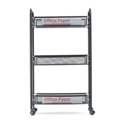 Mind Reader 'Roll' Rolling Metal Mesh 3 Shelf Cart, Black (3TOCART-BLK) -Bostich Shop m006910551 s7