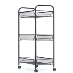Mind Reader 'Roll' Rolling Metal Mesh 3 Shelf Cart, Black (3TOCART-BLK) -Bostich Shop m006910552 s7