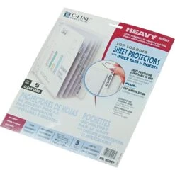 C-Line Top Load Sheet Protector, Medium-Weight, 11" X 8-1/2", Clear, 5 Tab Set (5557)