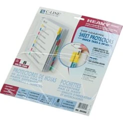 C-Line Top Load Sheet Protector, 11" X 8-1/2", Assorted Colors, 8 Tab Set (05580)