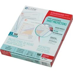 C-Line Top Load Sheet Protector, Lightweight, 11" X 8-1/2", Clear 100/Box (62027)