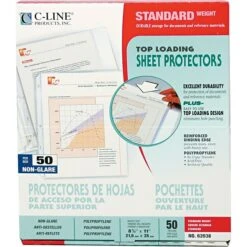 C-Line Standard Sheet Protectors, 8-1/2" X 11", Clear, 50/Box (62038)