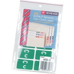 Smead AlphaZ ACCS Color-Coded Alphabetic Labels, C, Dark Green W/White, 100/Pack (67173)