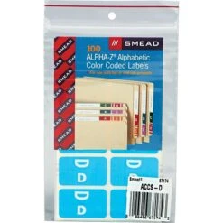 Smead AlphaZ ACCS Color-Coded Alphabetic Labels, D, Light Blue W/White, 100/Pack (67174)