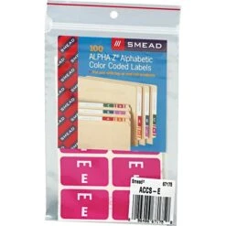 Smead AlphaZ ACCS Color-Coded Alphabetic Labels, E, Purple With White Lettering, 100/Pack (67175)