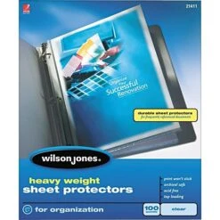 Wilson Jones Top-Loading Sheet Protectors, Heavy Weight, 8-1/2" X 11", Non-glare Clear, 3.3 Mil, 100/Box (WLJ21413)