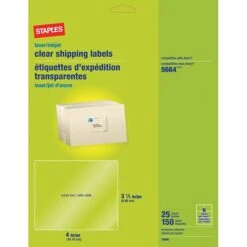 Quill Brand® Clear Inkjet/Laser Shipping Labels, 3 1/3" X 4", 150/Box