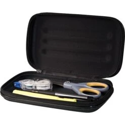 Large Soft-Sided Pencil Case, Fabric With Zipper Closure, Black