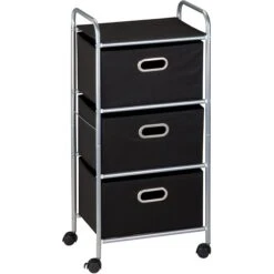 Honey Can Do 3 Drawer Fabric Storage Cart, Black (CRT-02184)