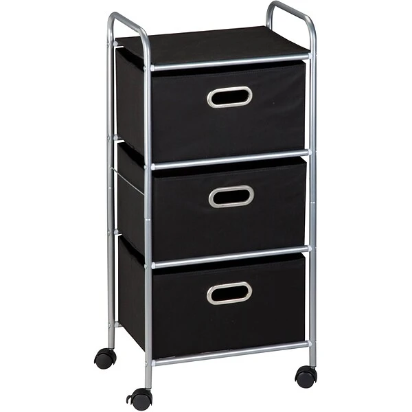 Honey Can Do 3 Drawer Fabric Storage Cart, Black (CRT-02184) 3 Honey Can Do 3 Drawer Fabric Storage Cart, Black (CRT-02184)