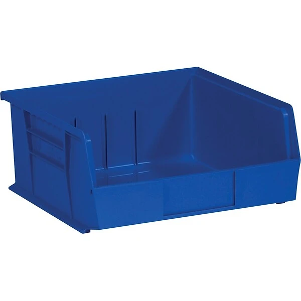 Quill Brand® 10-7/8" X 11" X 5" Plastic Stack And Hang Bins, Blue, 6/Ct (BINP1111B) 3 Quill Brand® 10-7/8" X 11" X 5" Plastic Stack And Hang Bins, Blue, 6/Ct (BINP1111B)