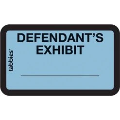 Tabbies® Pre-Printed Labels, Defendant's Exhibit, Blue, 1x1-5/8", 252 Labels