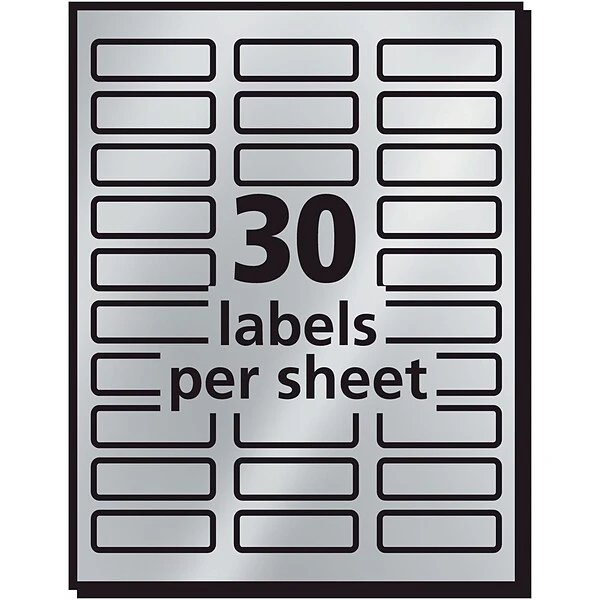 Avery Inkjet Foil Mailing Labels, Silver, 3/4" X 2-1/4", 30 Labels/Sheet, 10 Sheets/Pack, 300 Labels/Pack (8986) 4 Avery Inkjet Foil Mailing Labels, Silver, 3/4" X 2-1/4", 30 Labels/Sheet, 10 Sheets/Pack, 300 Labels/Pack (8986) - Image 2
