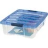 IRIS® 26 Quart Stack & Pull Box, Clear/Navy, 6/Carton (100364-CT) -Bostich Shop s1080729 s7
