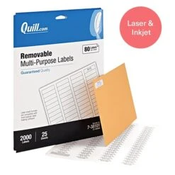 Quill Brand® Removable Laser/Inkjet Labels, 1/2" X 1-3/4", White, 2,000 Labels (Compare To Avery 5167, 5267, 5967, 6467 & 8167)