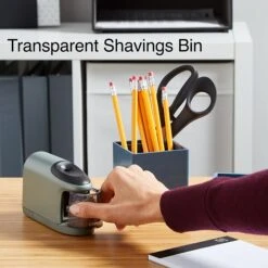 Slimline Battery Operated Pencil Sharpener, Electric, Silver/Black (17813) -Bostich Shop s1215538 s7