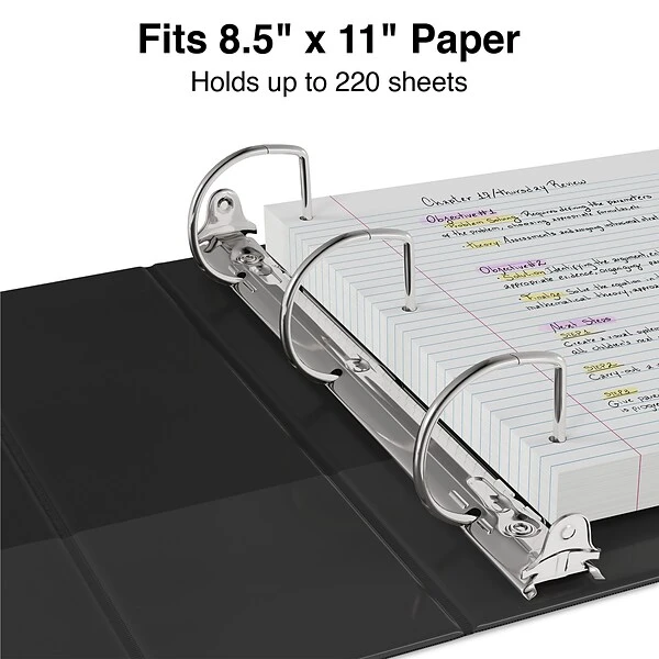 Standard 1" 3 Ring Non View Binder With D-Rings, Black (26410-CC) 4 Standard 1" 3 Ring Non View Binder With D-Rings, Black (26410-CC) - Image 2