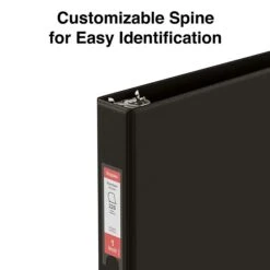 Standard 1" 3 Ring Non View Binder With D-Rings, Black (26410-CC)