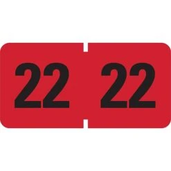 Smead ETYJ Color-Coded Label, 1.5" X 0.75", Black On Red, 500 Labels/Roll (68322)