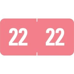 Smead ETS Color-Coded Label, 1" X 0.5", White On Pink, 25 Labels/Sheet, 10 Sheets/Pack (67922)