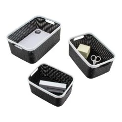 Advantus Nantucket Weave Bins, Black/White, 3/Pack (39220) -Bostich Shop sp105964606 s7
