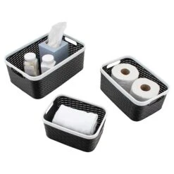 Advantus Nantucket Weave Bins, Black/White, 3/Pack (39220) -Bostich Shop sp105964608 s7
