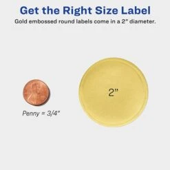 Avery Printable Embossed Foil Round Labels, 2" Diameter, Gold, 96 Customizable Labels/Pack (22831) -Bostich Shop sp114004419 s7