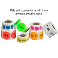 Tape Logic 1" Circle "MON" Days Of The Week Label, Fluorescent Yellow, 500/Roll -Bostich Shop sp127287632 s7