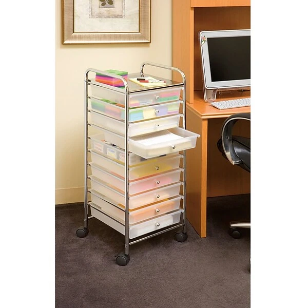 Seville Classics 10-Drawer Organizer Cart, Frosted White (SHE16218WB) 3 Seville Classics 10-Drawer Organizer Cart, Frosted White (SHE16218WB)