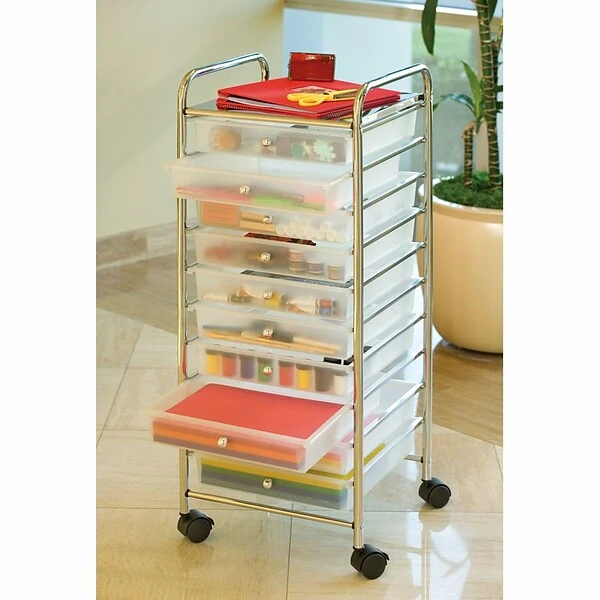 Seville Classics 10-Drawer Organizer Cart, Frosted White (SHE16218WB) 4 Seville Classics 10-Drawer Organizer Cart, Frosted White (SHE16218WB) - Image 2