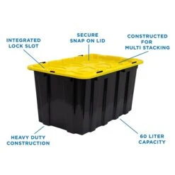 Mount-It! 63.4 Qt. Snap Lid Storage Bin, Black/Yellow, 3/Pack (WI-3001) -Bostich Shop sp136536977 s7