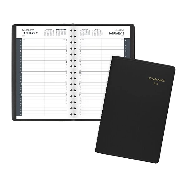 2023 AT-A-GLANCE 5" X 8" Daily Appointment Book Planner, Black (70-800-05-23) 4 2023 AT-A-GLANCE 5" X 8" Daily Appointment Book Planner, Black (70-800-05-23) - Image 2