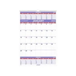 2023 AT-A-GLANCE 15.5" X 22.75" Three-Month Wall Calendar, Purple/Red/White (PM6-28-23)