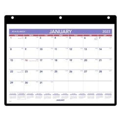 2023 AT-A-GLANCE 11" X 8" Monthly Wet-Erase Desk Or Wall Calendar, White/Purple/Red (SK8-00-23)